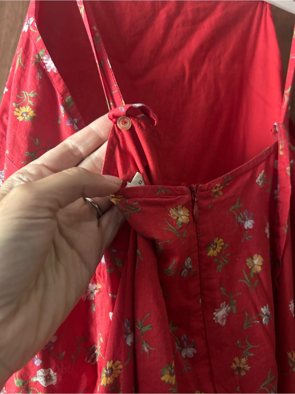 Christy Dawn High Neck Red Floral Midi Dress - Picture 5 of 6